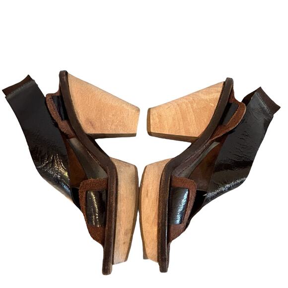 Marni Platform Heels Size 37 EU 7 US Brown‎ Patent Leather Slingback Authentic - Picture 4 of 16